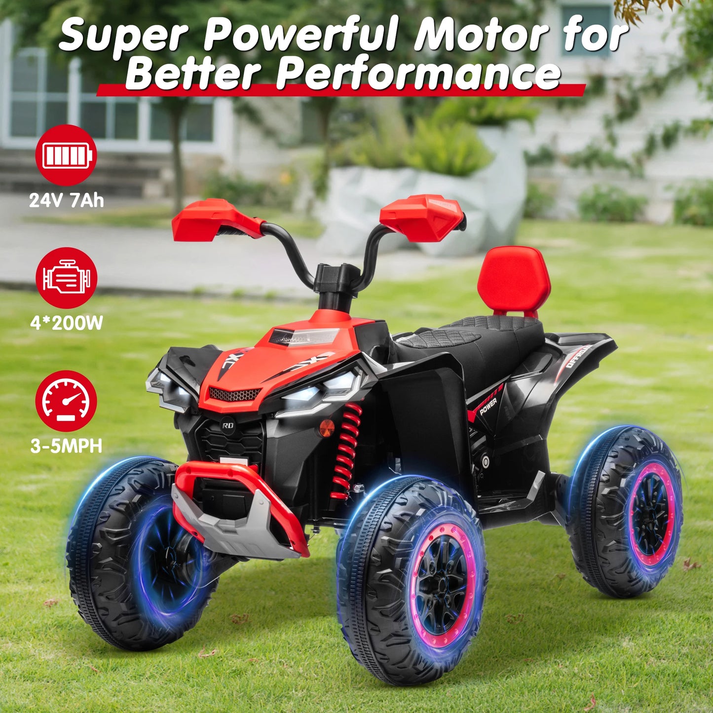 JOYRACER 24V Kids ATV Four Wheeler Two Seater Ride On
