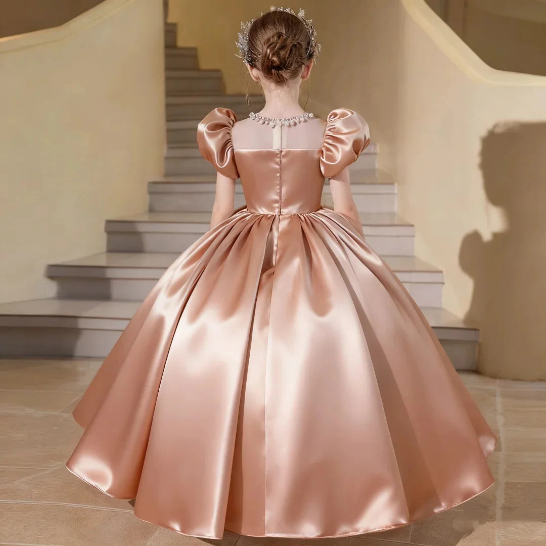 Gdybao Flower Girl Dress With Puff Sleeves For Weddings