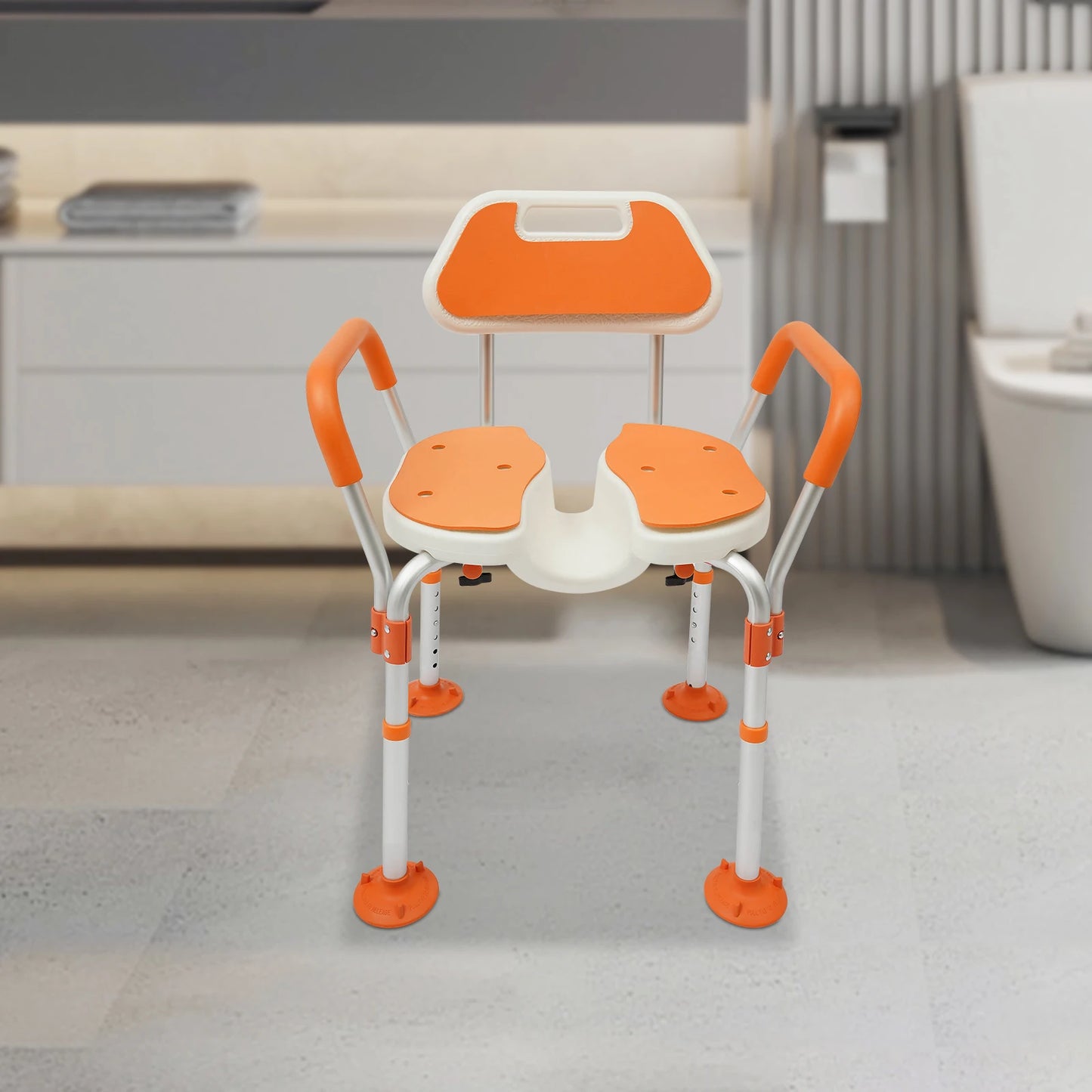Folding Shower Seat with Adjustable Height and Armrests Sturdy and Secure Design Supports 275.58 Pounds Perfect for Elderly and Disabled Use