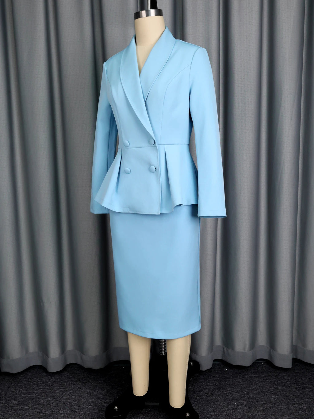 AOMEICN Two Piece Blazer Pencil Skirt Set For Office Wear