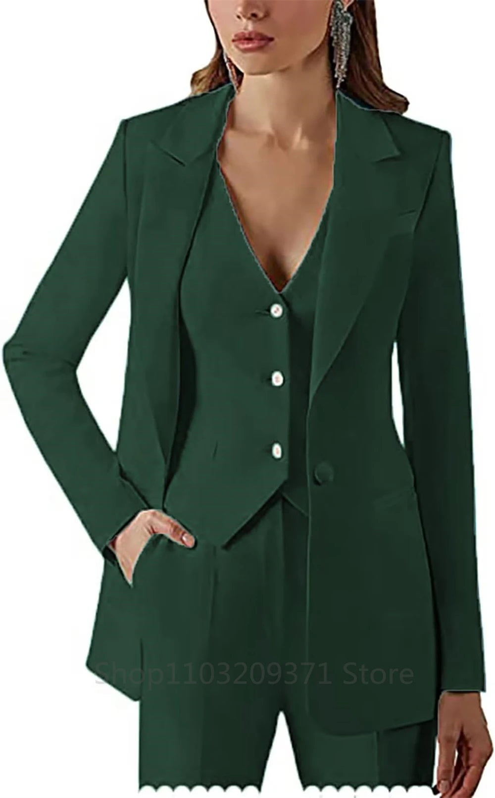 Women Suit Set Lapel Blazer Vest Pants Office Lady