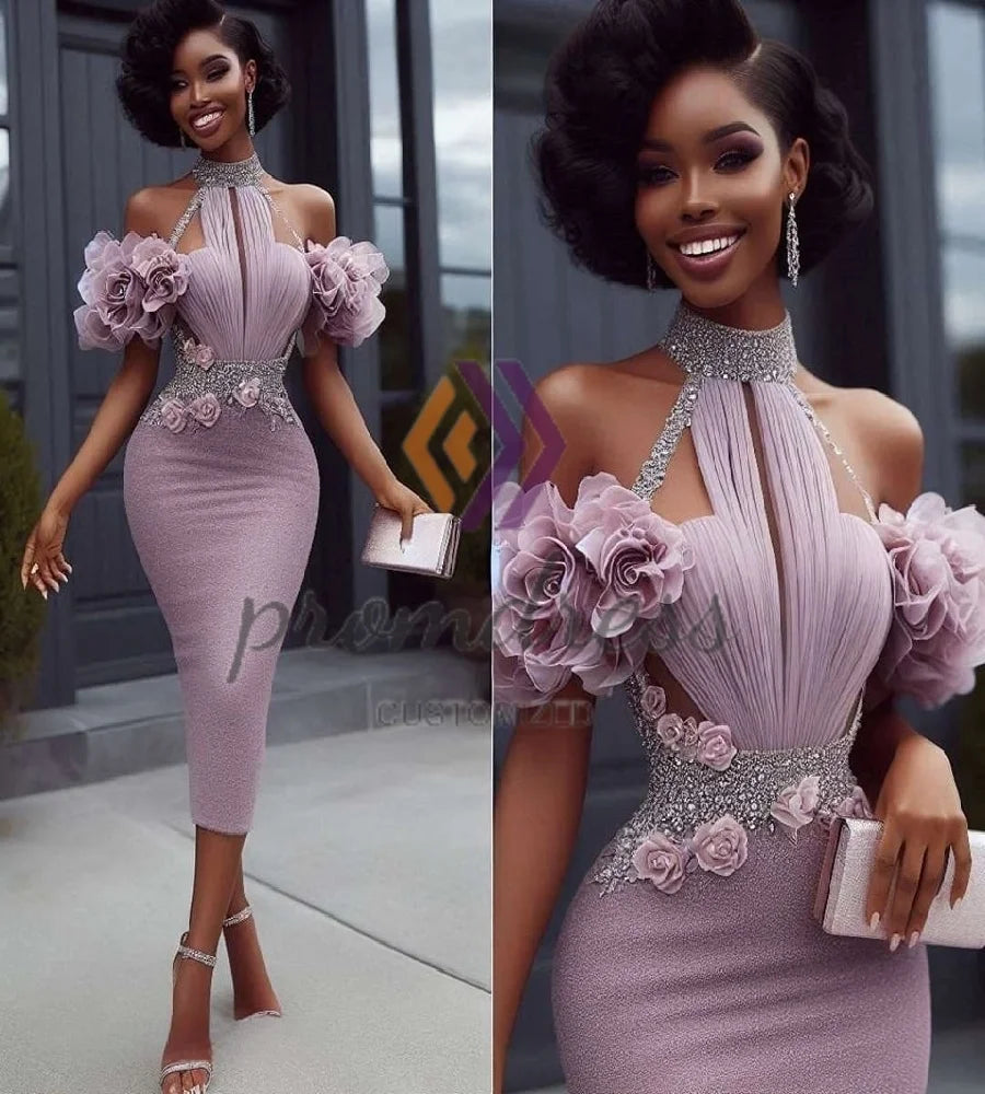 ZuTouuoly Glamorous 3D Florals Prom Dress Beaded Mermaid Evening