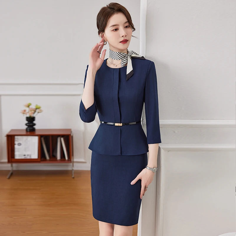 NAVIU Women Professional Business Suit Skirt Set Blazer