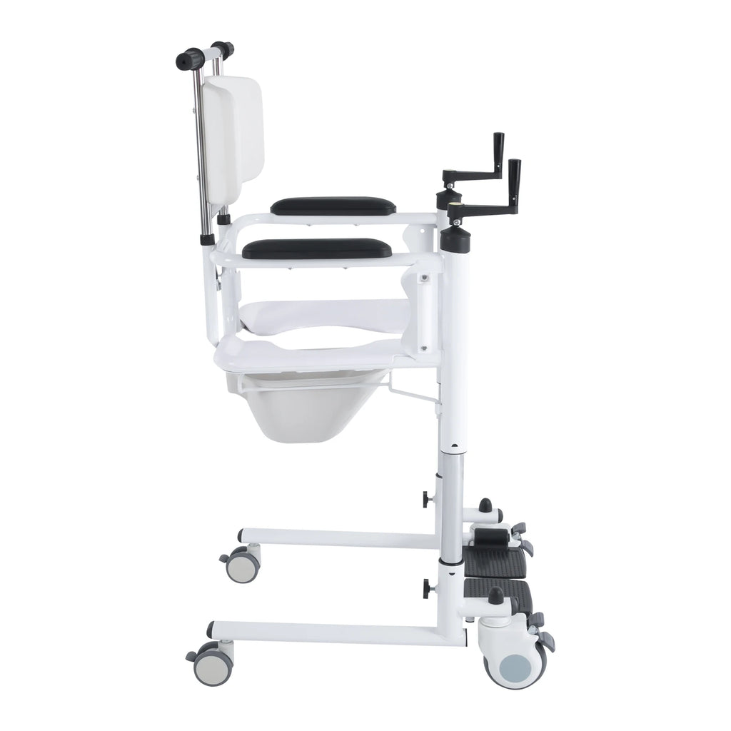 Lift Transfer Chair Heavy Duty 264 Pounds with 4 Silent Wheels and Brakes Shower Commode Wheelchair for Elderly and Disabled