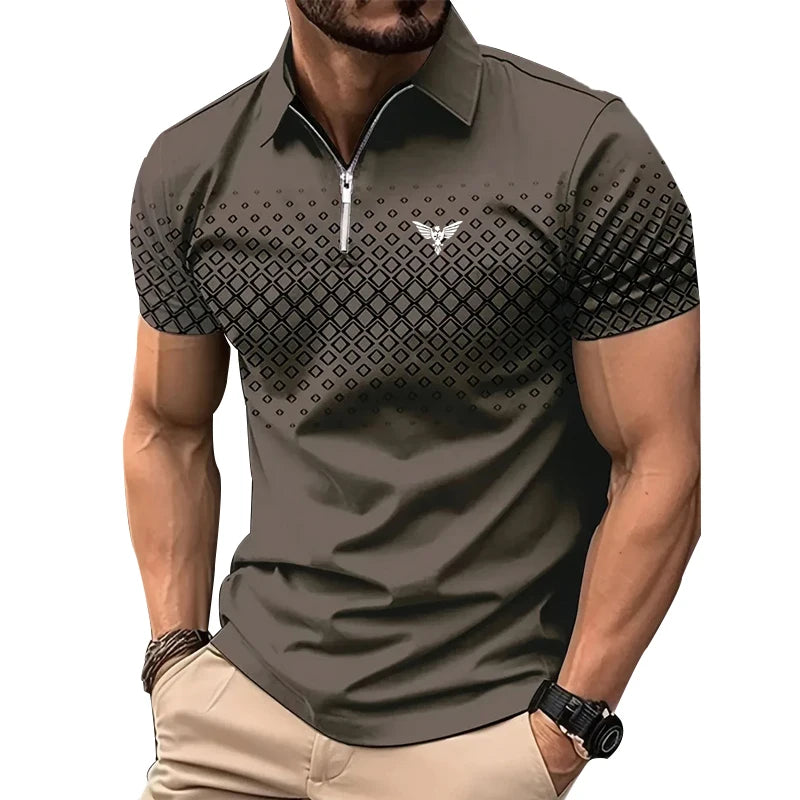 Anhui Men Quick Dry Polo Shirt Breathable Lapel Zipper
