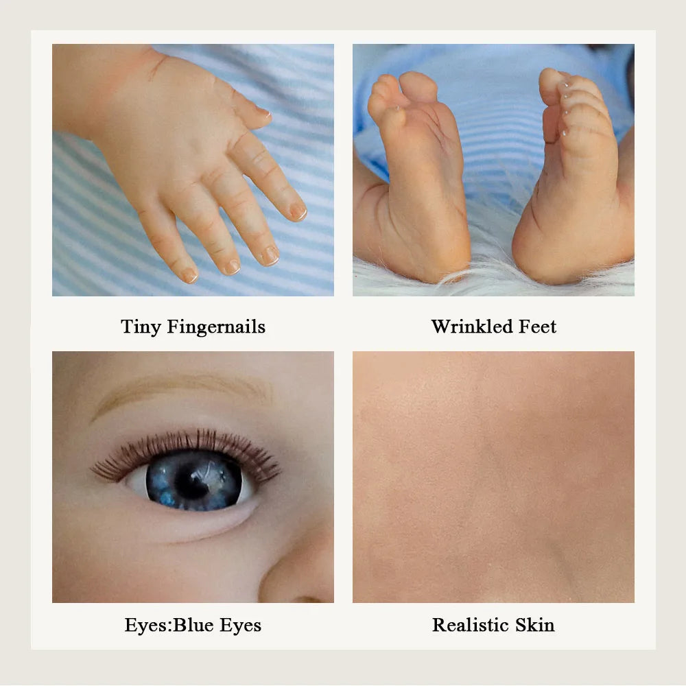 Lifelike Reborn Baby Doll Boy With Rooted Hair Silicone