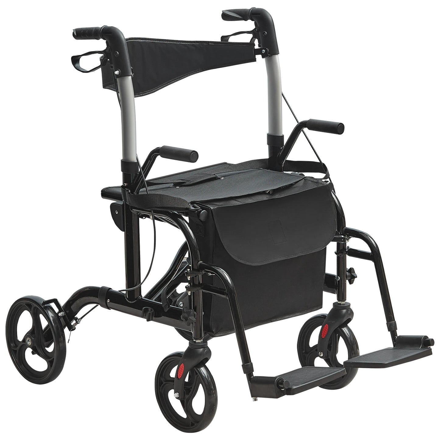 VEVOR 2 In 1 Foldable Rollator Walker Transport Chair