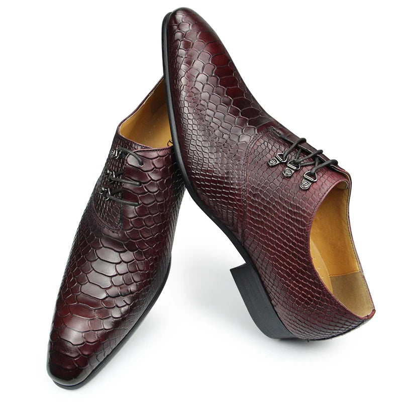 Handmade Wedding Oxfords Dress Office Shoes For Men High Grade Genuine Leather Dress Shoe Lace Up Leather Shoes Career Fashion
