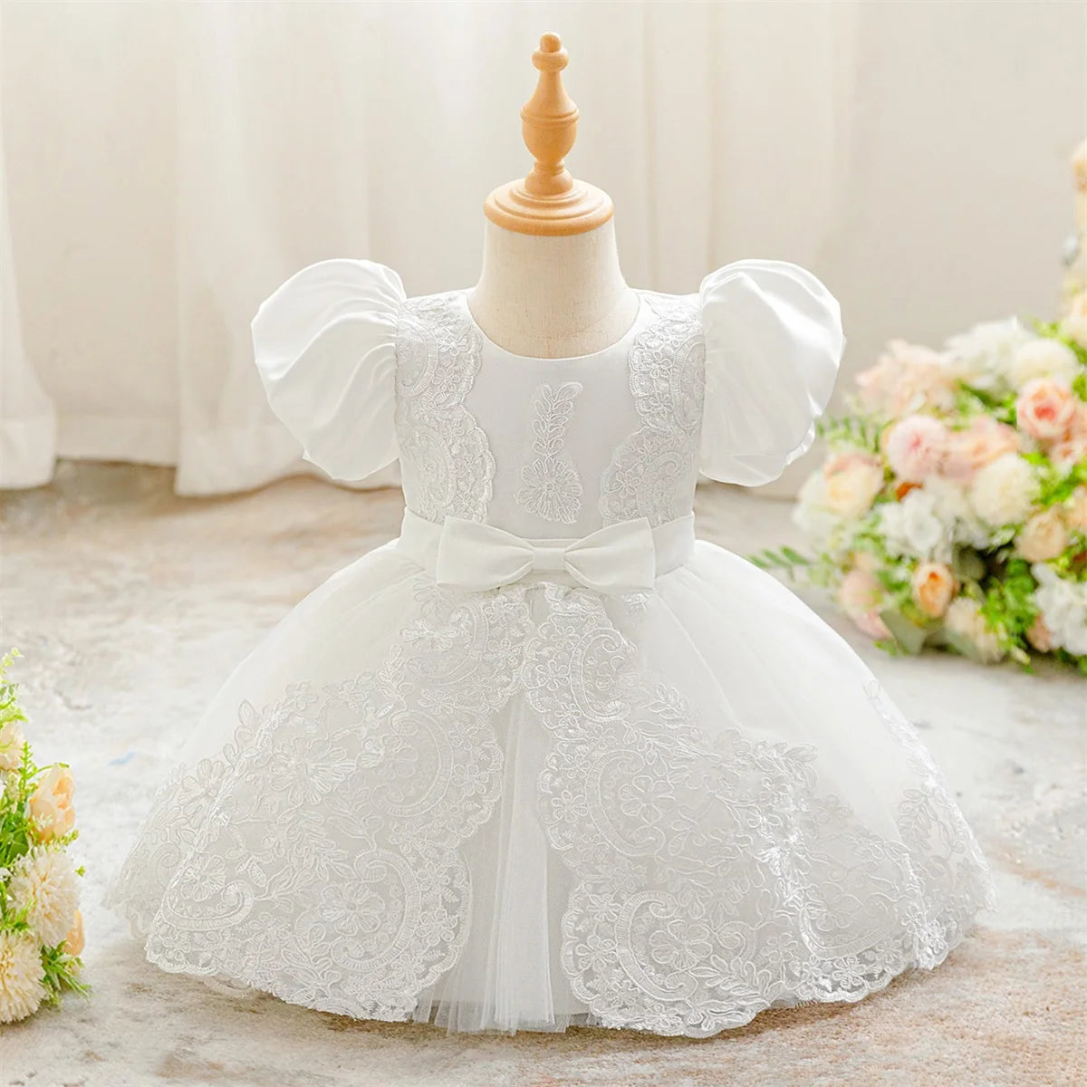 PLBBFZCN Infant Embroidery Flower Party Dress Baby Girls