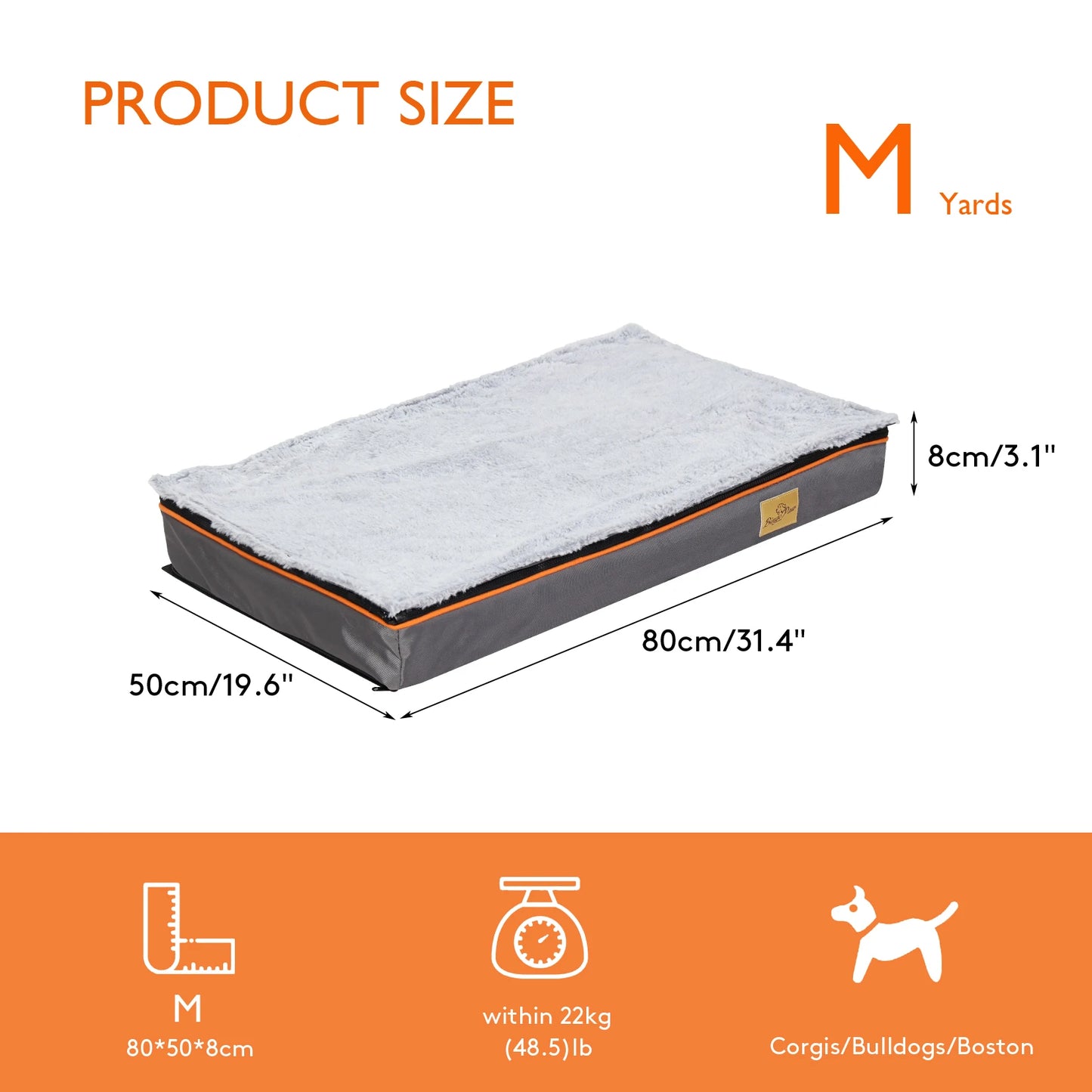 Large Padded Orthopedic Dog Bed Foam Cushion Pet Pillow Bed with Washable Cover