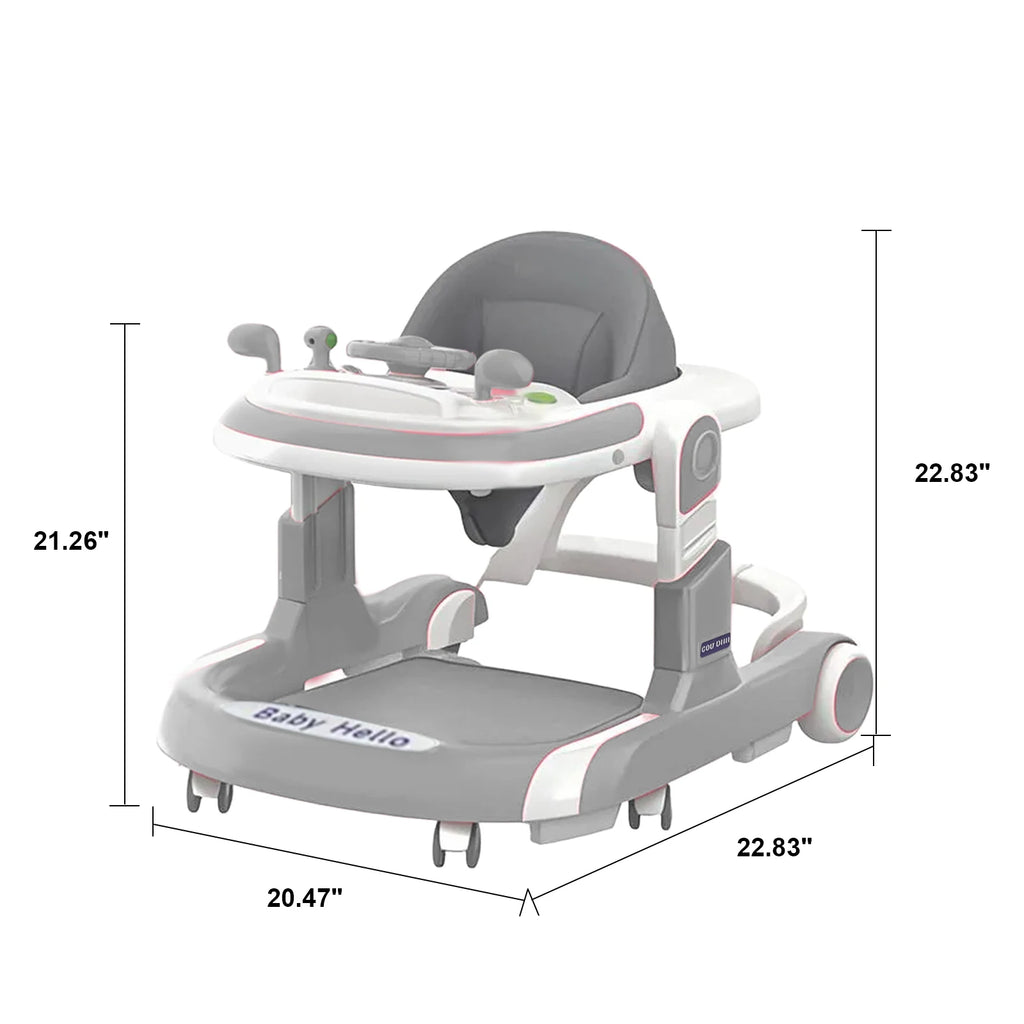 2 In 1 Baby Walker Anti Roll Over With Learning Toy For Infants