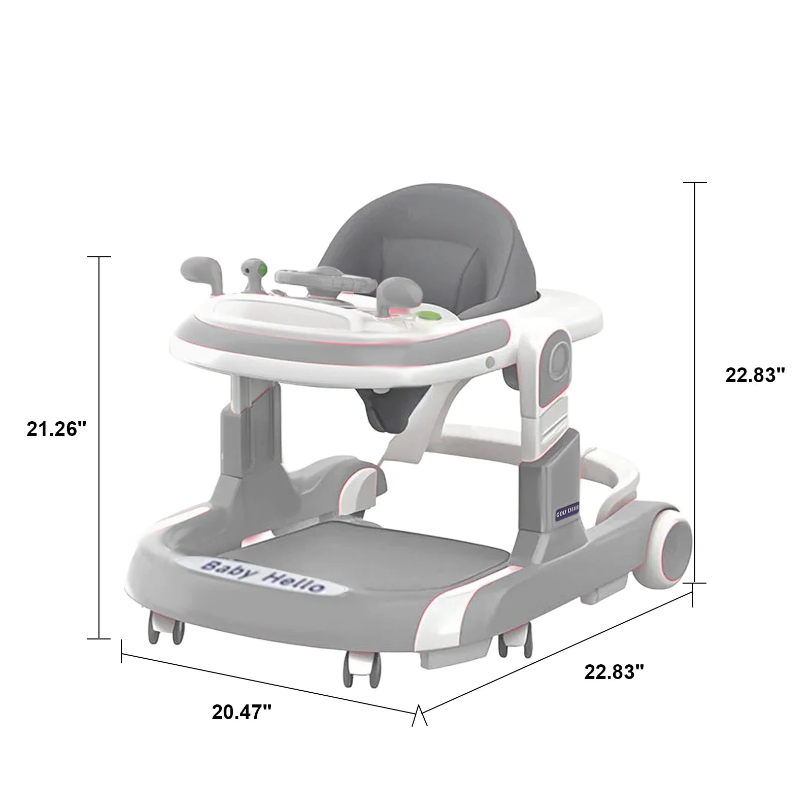 2 In 1 Baby Walker Anti Roll Over With Learning Toy For Infants