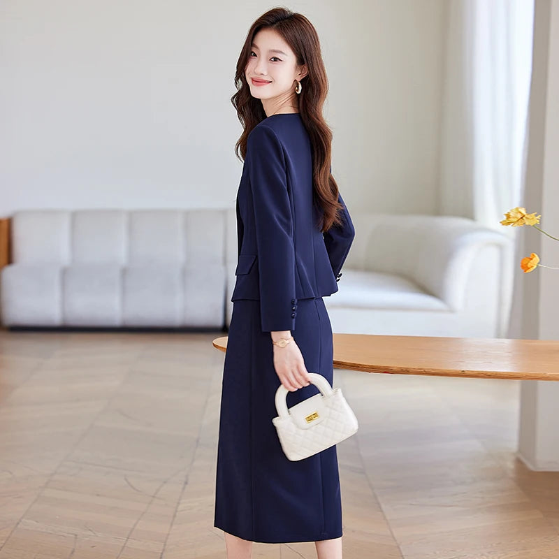 NAVIU Double Breasted Blazer Women Workwear Elegant Aline