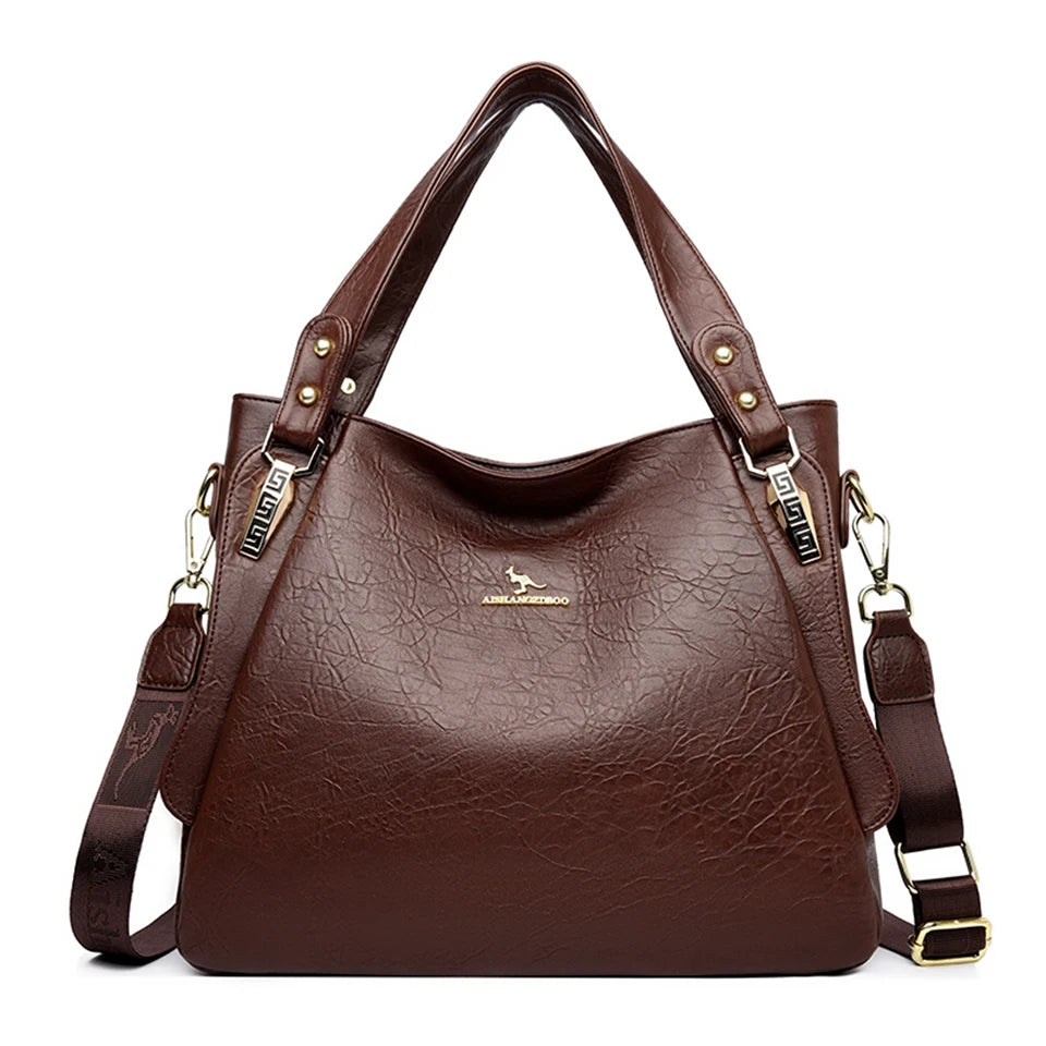 VANDERWAHCN Soft Leather Top Handle Bag For Women Crossbody Tote Large Capacity
