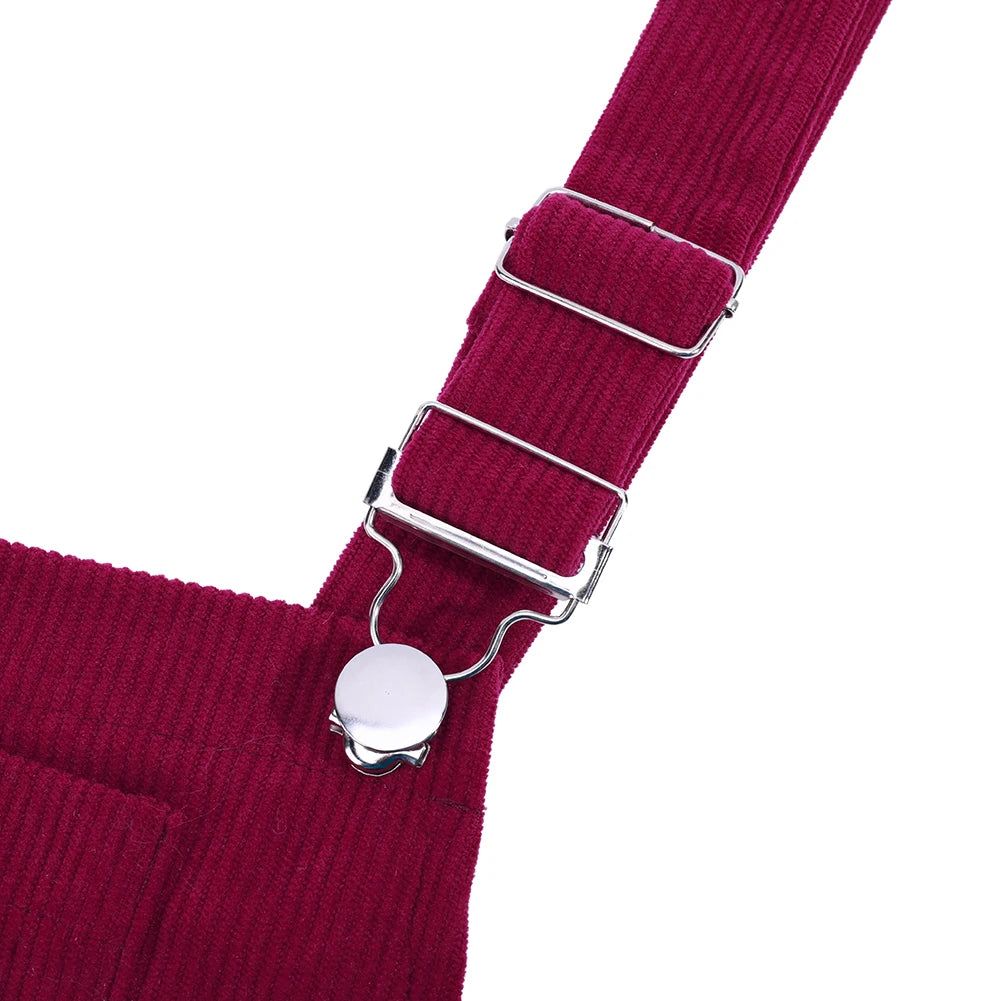 CN Guangdong Women Corduroy Sleeveless Pinafore Dress With Pockets