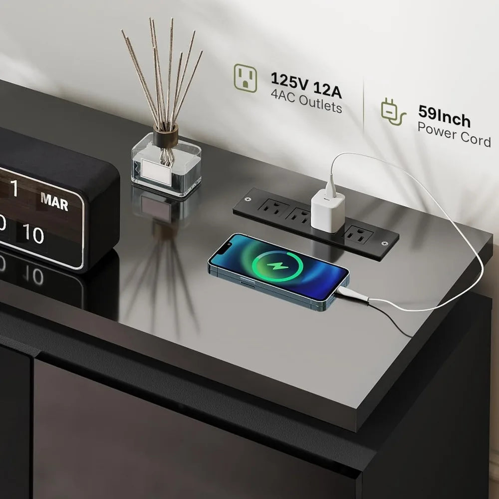 ANGDUO Fireplace TV Stand With RGB LEDs And 4 Outlets