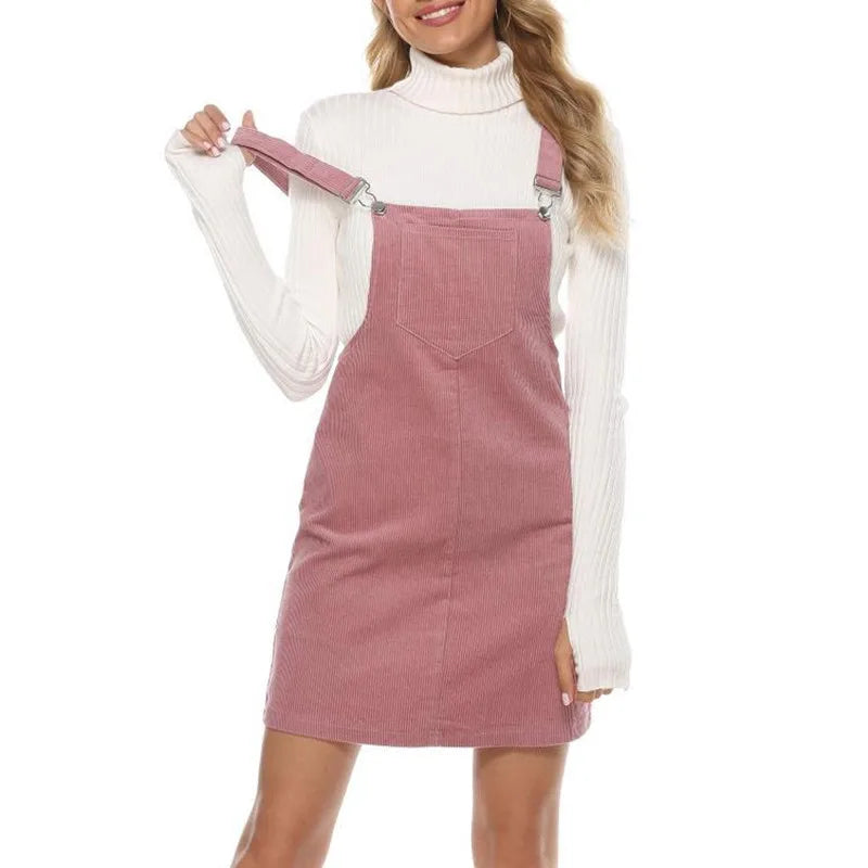 Aprmhisy Womens Corduroy Overall Dress Pinafore Sleeveless Jumper