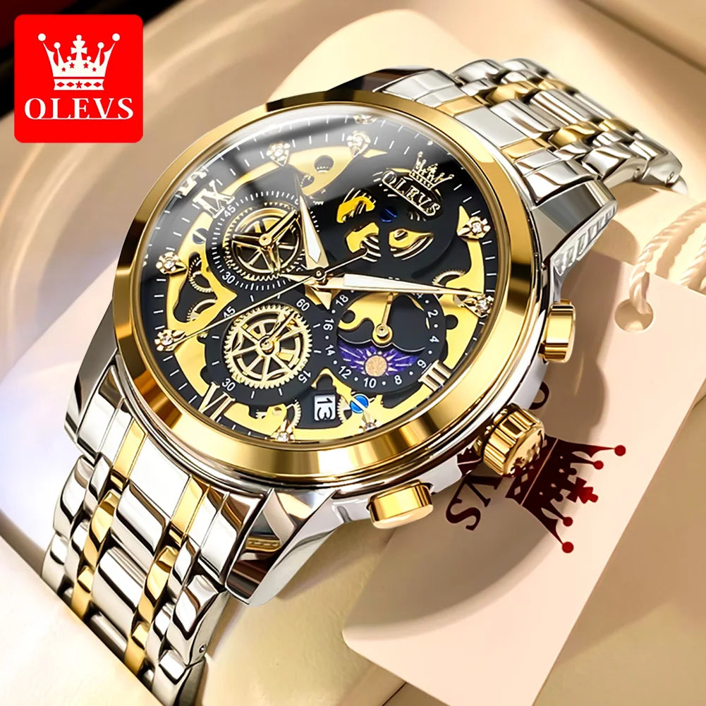 OLEVS Luxury Mens Quartz Watch With Stainless Steel Strap