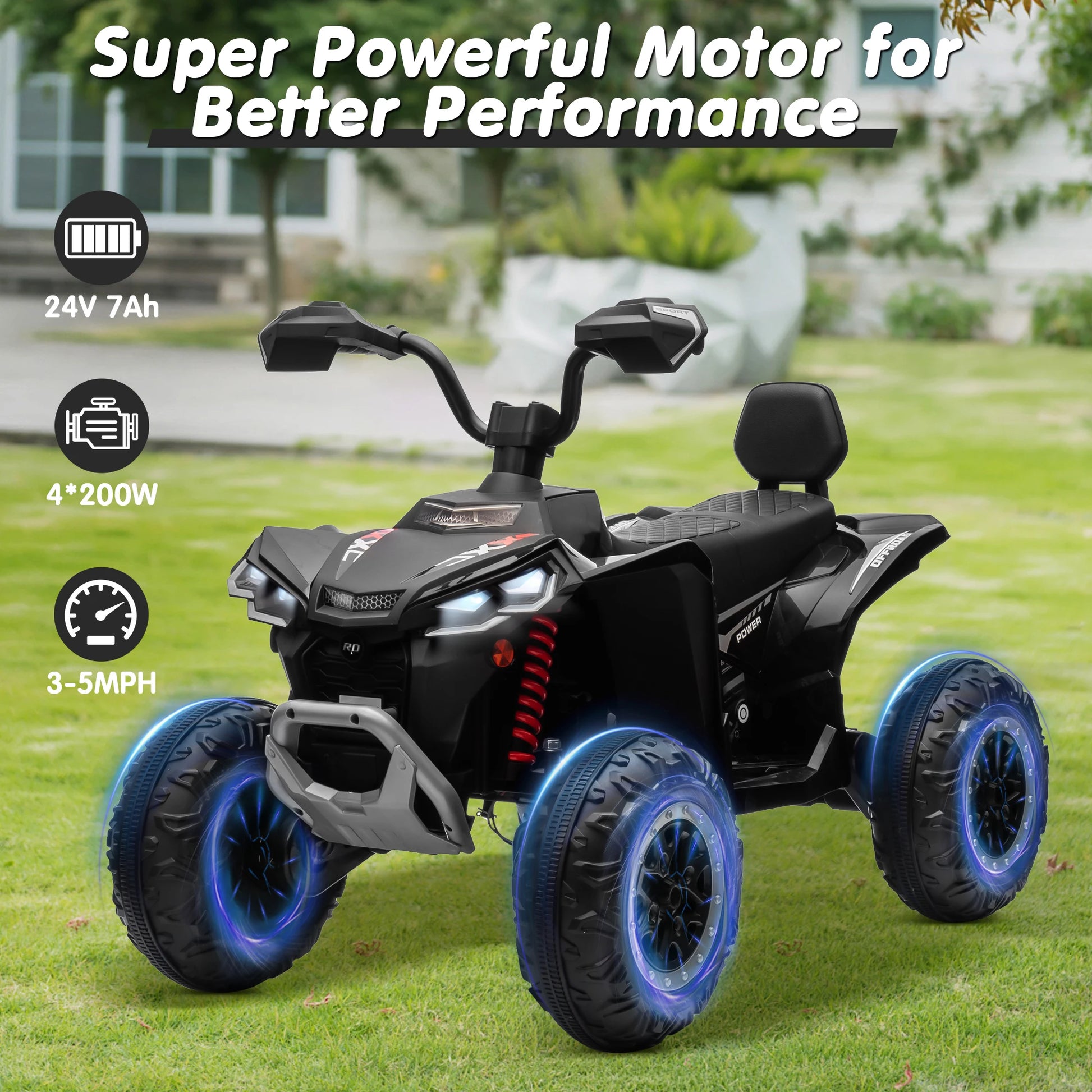 JOYRACER Kids ATV 4 Wheeler 24V Ride On Dual Seater