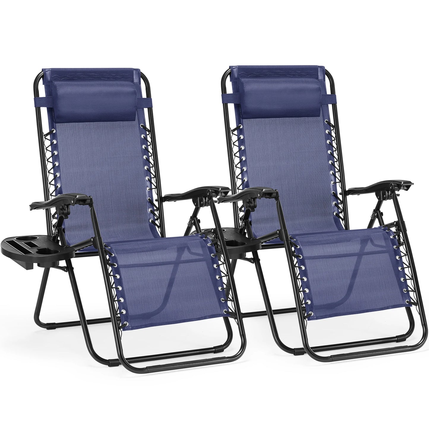 JHK Zero Gravity Portable Recliner Set With Cup Holders