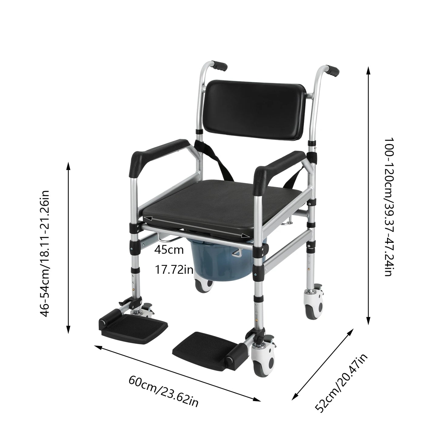 Hign Concerned Shower Chair With Wheels For Toilet Shower