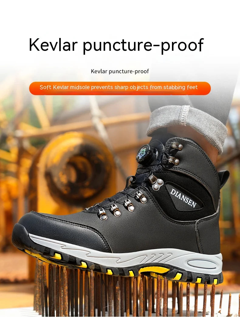 Men's Safety Work Boots Indestructible Steel Toe Anti- Smash Resistant Stab Proof Safety Shoes Breathable Slip-Resistant Durable