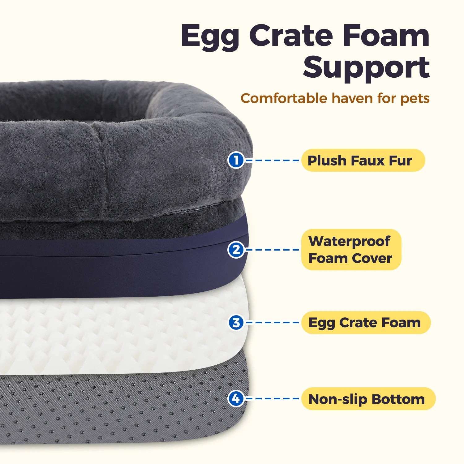 PAWZ Road Foldable Dog Bed Plush Washable Sofa Bed Non Slip Bottom