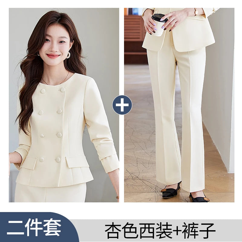 NAVIU 2 Piece Womens Double Breasted Blazer Set Workwear