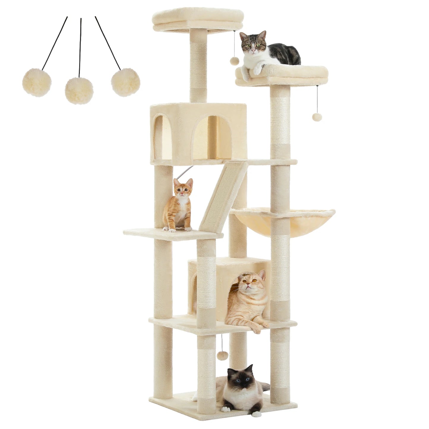 Large Cat Tree Tall Cat Tower for Indoor Cats Multi Level Plush Cat Condo with Scratching Posts Scratching Boards Perches and Caves