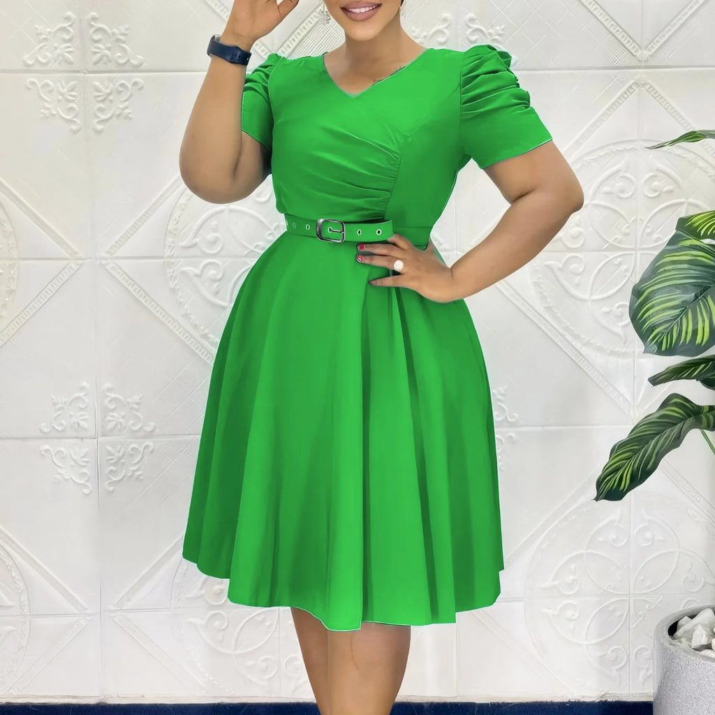Risbrdfly Elegant African Dress for Women V Neck Polyester