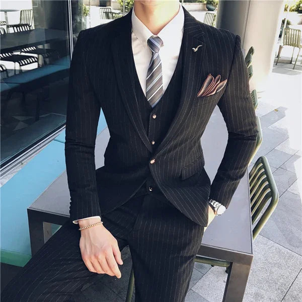 S-7XL (Jacket+Vest+Pants) Fashion Boutique Lattice Formal Business Mens Suit 3Pcs Set Groom Wedding Dress Plaid Suit Show Stage