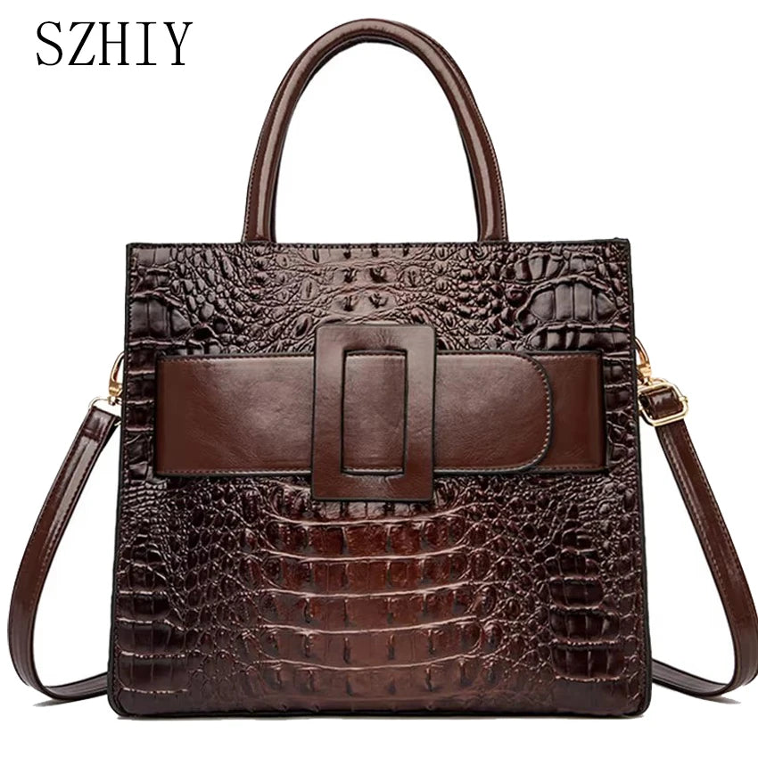 SZHIYCN Crocodile Pattern Leather Crossbody Shoulder Bag For Women Luxury