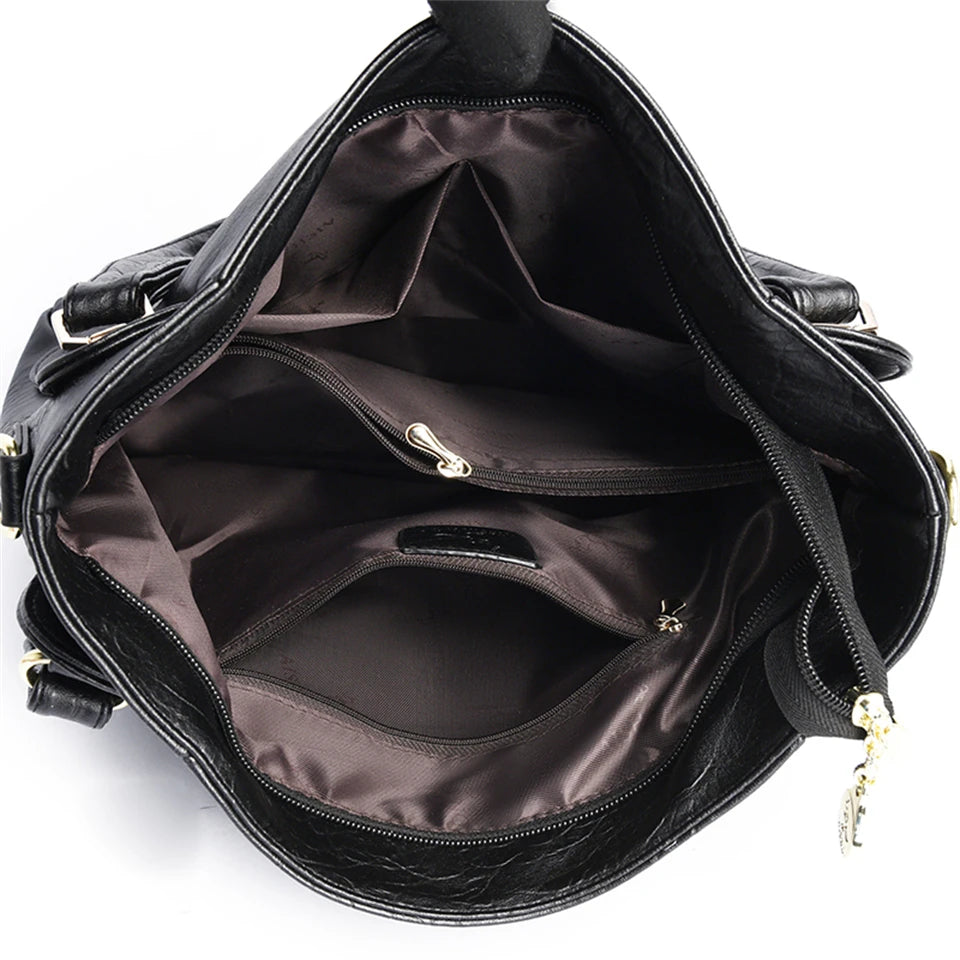 VANDERWAHCN Soft Leather Top Handle Bag Women Tote