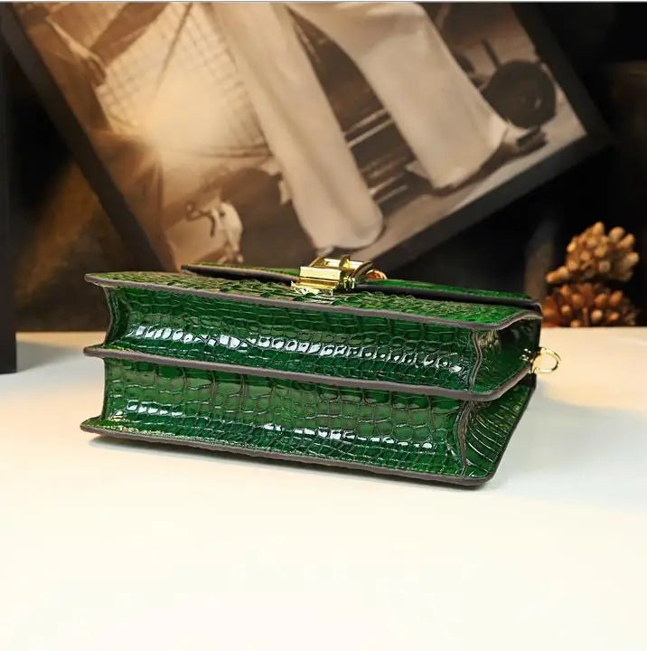 HYLHMCCN Genuine Leather Crossbody Bag Women's Shoulder Crocodile
