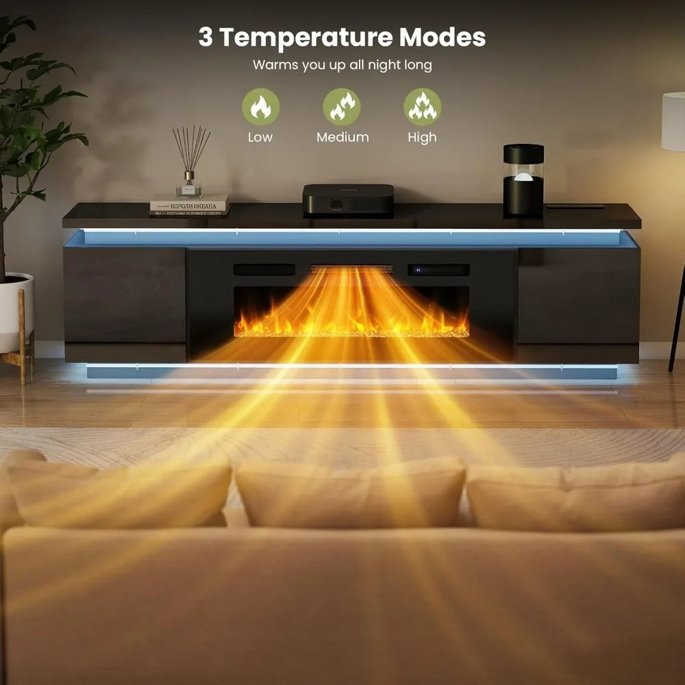 ANGDUO Fireplace TV Stand With RGB LEDs And 4 Outlets