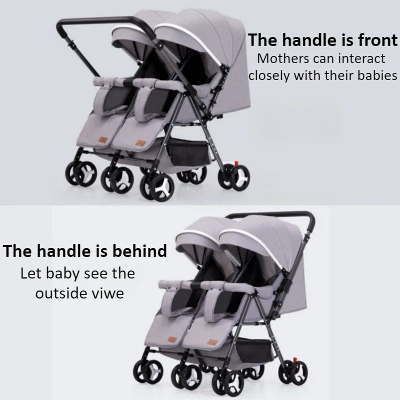 QIYOU Lightweight Double Stroller Sit and Lie Side by Side