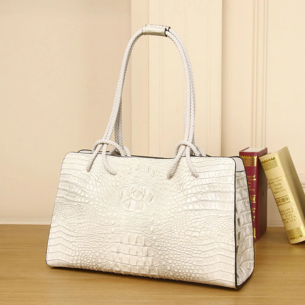 Luxury Genuine Leather Women's Bag Red Crocodile Pattern Ladies Handbags Tote Bag Fashion Travel Portable Shoulder Underarm Bags