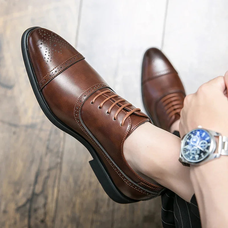 YEHENG Men's Formal Lace Up Brogue Dress Shoes for Wedding