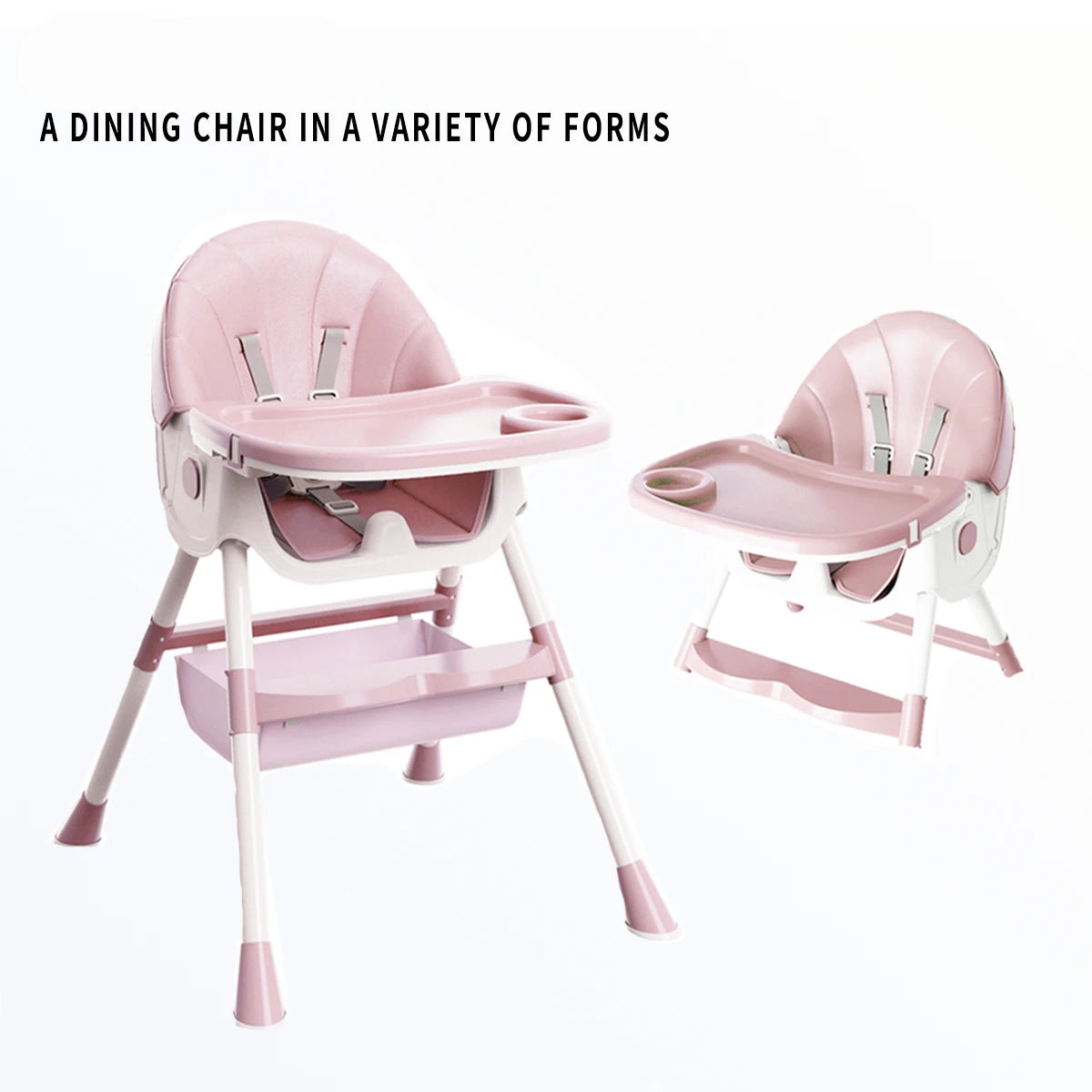 Children's Foldable High Chair With Detachable Dining Plate