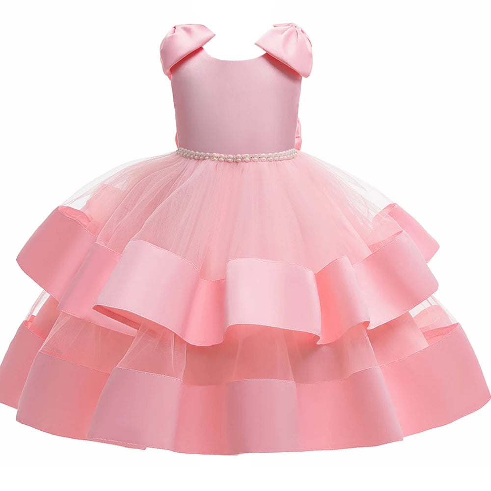 PLBBFZ Elegant Bow Girls Dress For Bridesmaids Party Christmas