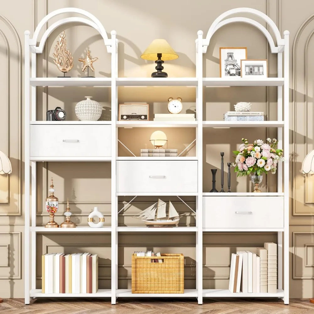 GUANGBAI Arched Bookshelf With Drawers And Storage Shelves