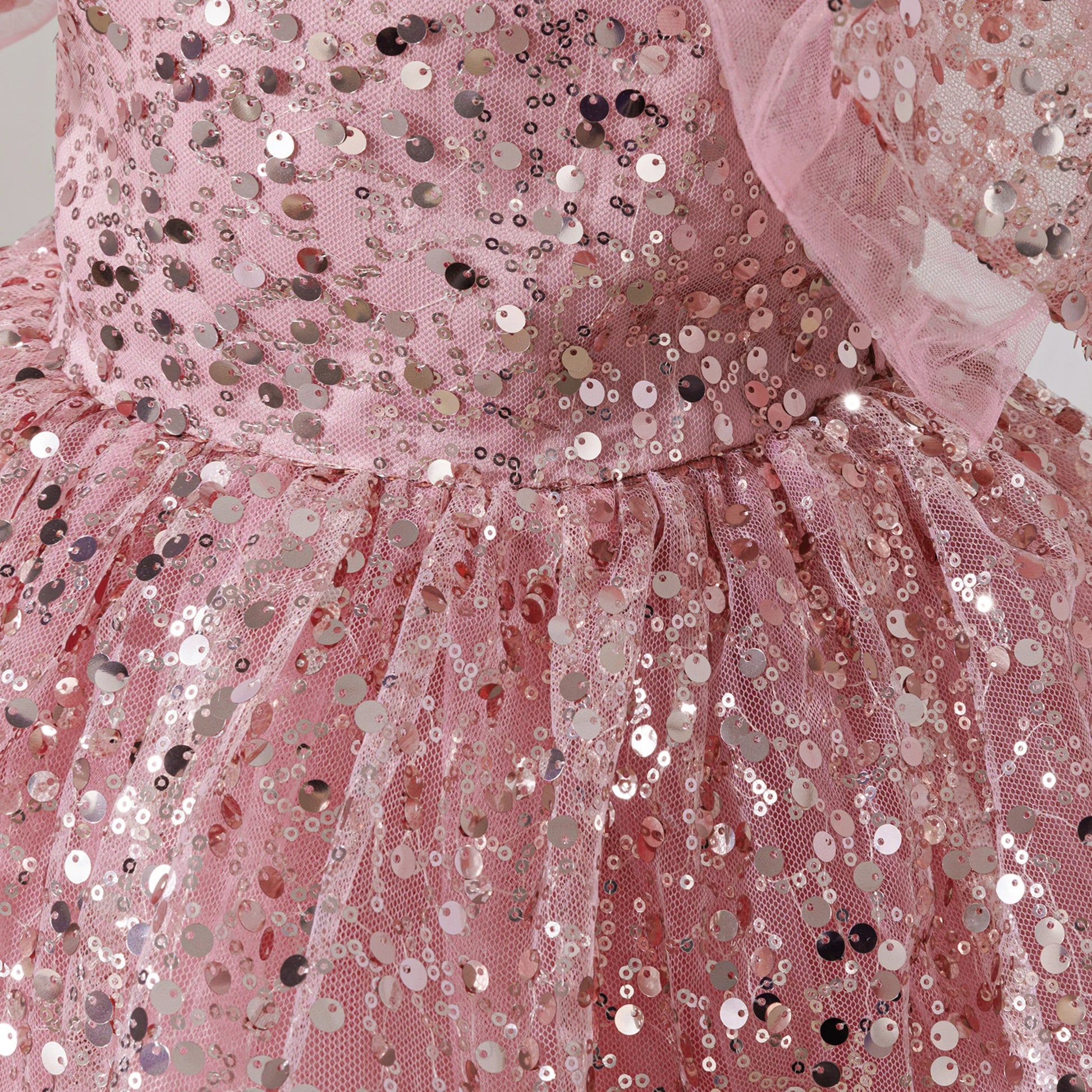 PLBBFZ Girls Sequin Bow Dress Tulle Party Princess Prom