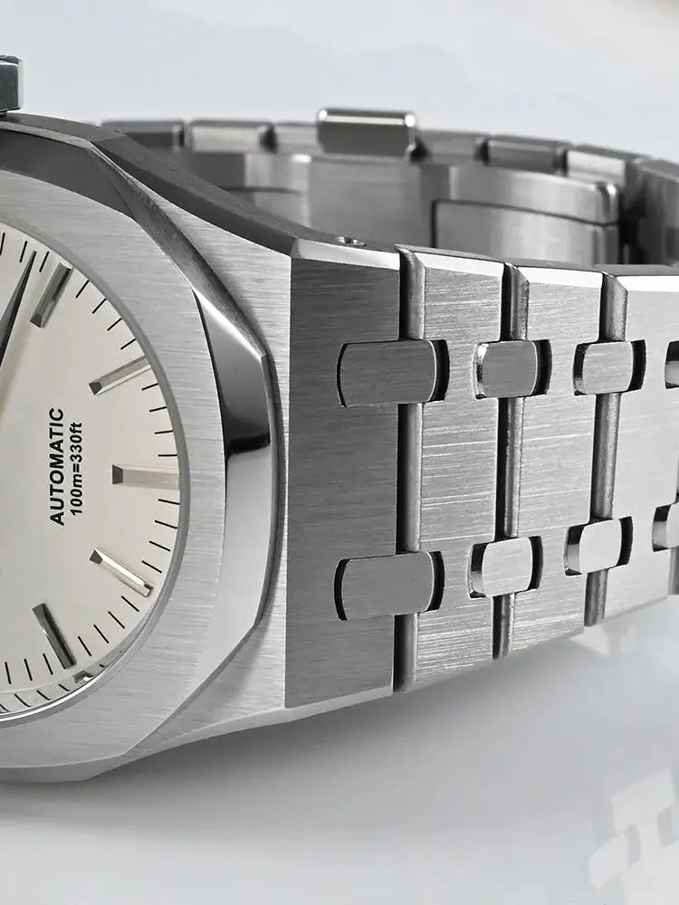 San Martin 38.5mm Luxury Watch Men Automatic Mechanische Watches Miyota 9015 Oak Bracelet 10Bar Business Reloj SN0013