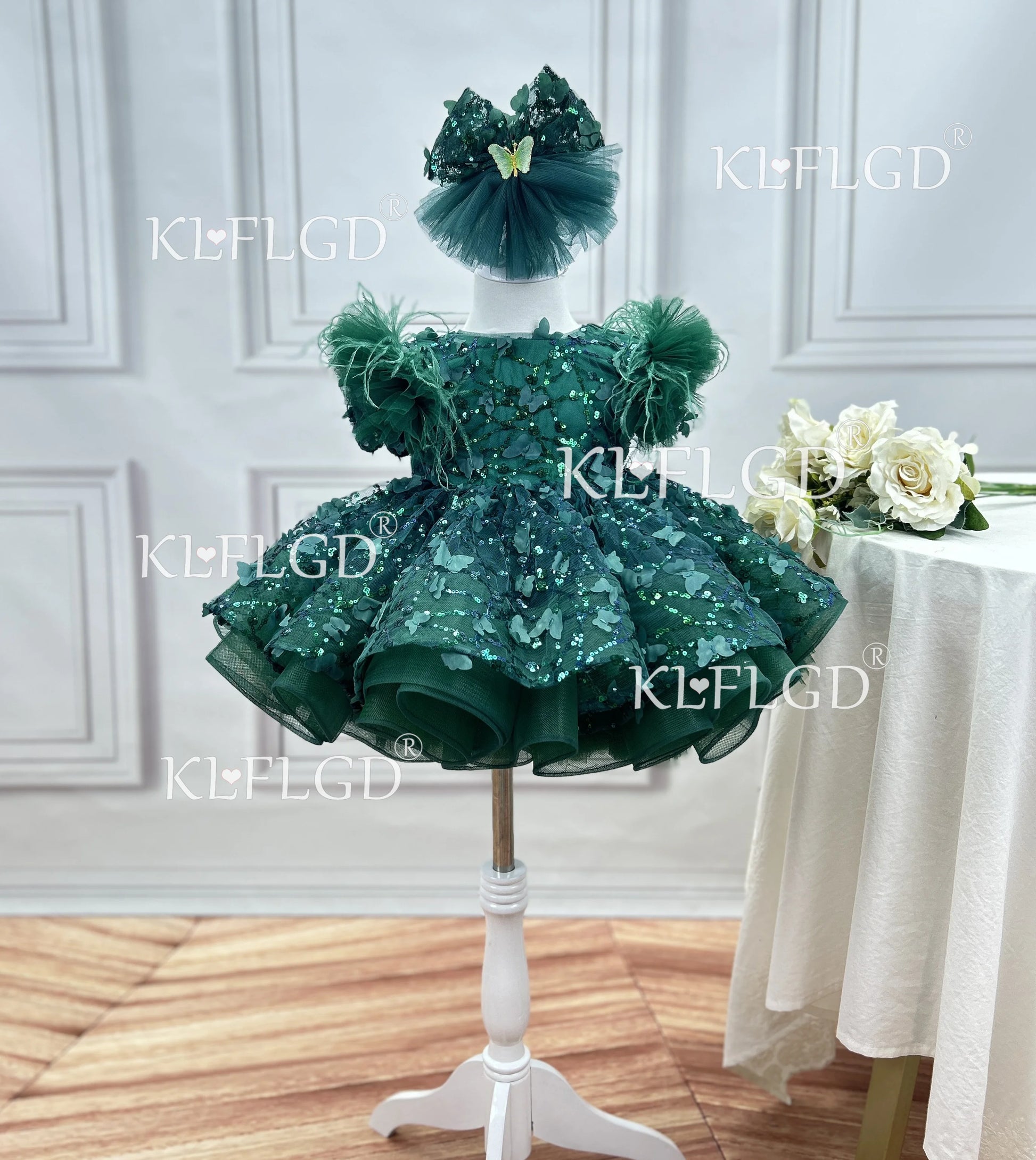 Luxury flower children's wedding dress sweet and cute panton skirt Children's seasons banquet baby first Christmas dinner Girls