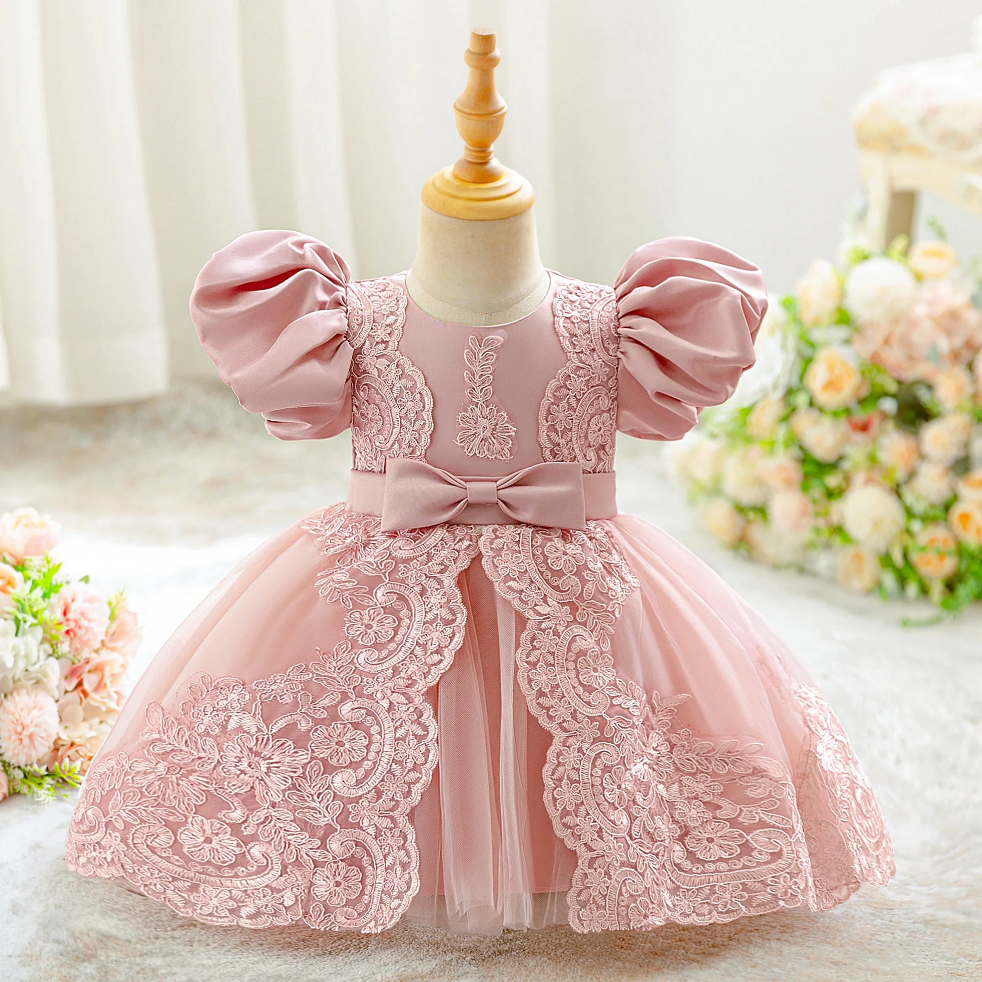 PLBBFZCN Infant Embroidery Flower Party Dress Baby Girls