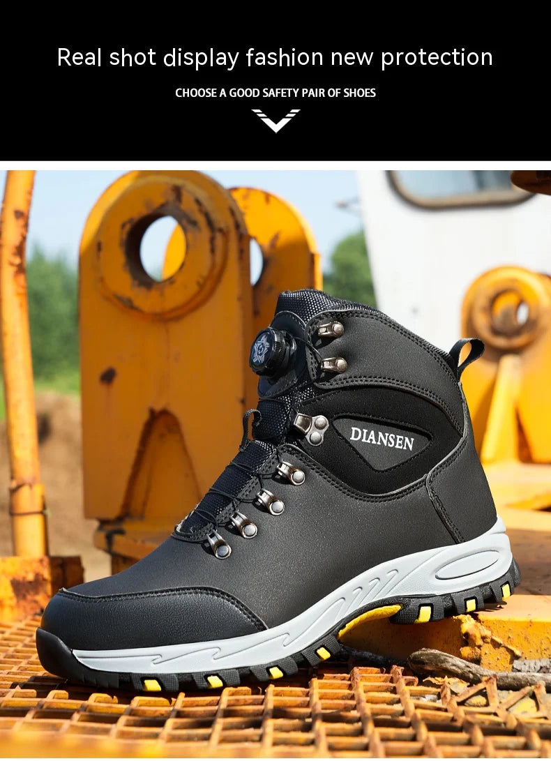 Men's Safety Work Boots Indestructible Steel Toe Anti- Smash Resistant Stab Proof Safety Shoes Breathable Slip-Resistant Durable
