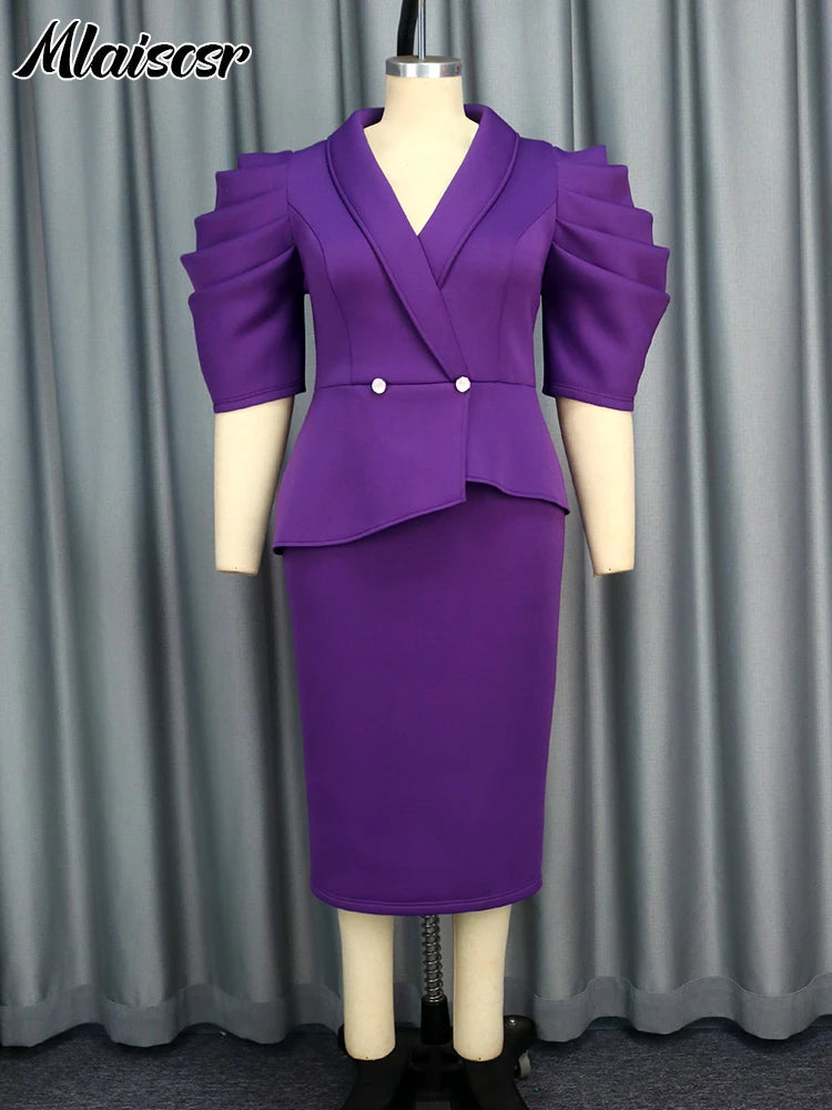 Mlaiscsr Elegant Bodycon Midi Dress Women V Neck Half Sleeve