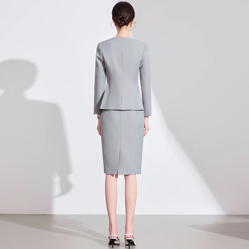 NAVIU 2 Piece Set Blazer And Short Skirt New Autumn Elegant Women's Suit Single Breasted Slim Office Business Formal Work Wear