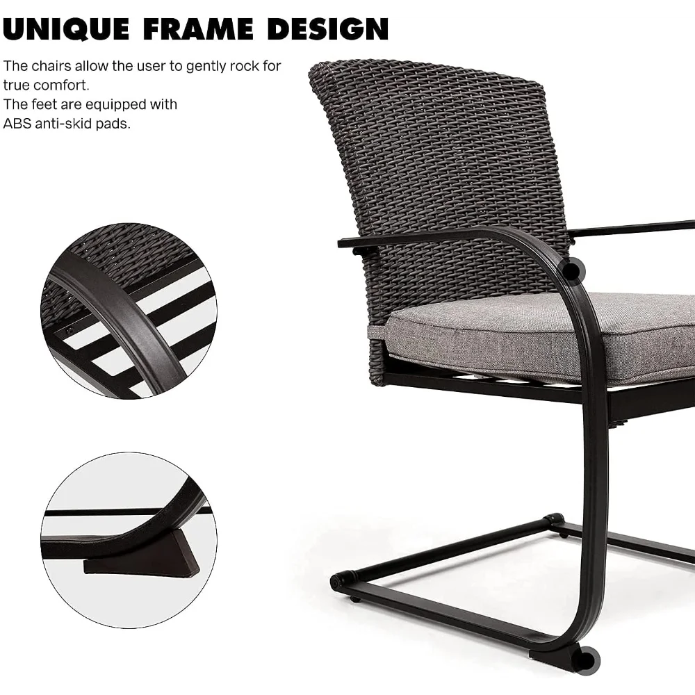 Hign-concerned Outdoor Wicker Bistro Set With Rocking Chairs