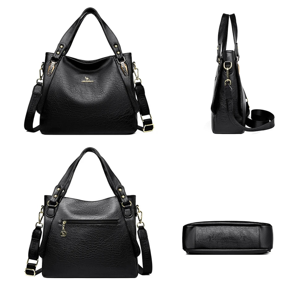 VANDERWAHCN Soft Leather Top Handle Bag For Women Crossbody Tote Large Capacity